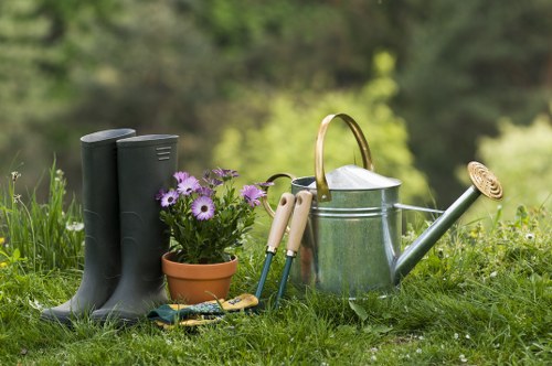 Close-up of soil and tools for Knightsbridge gardening content